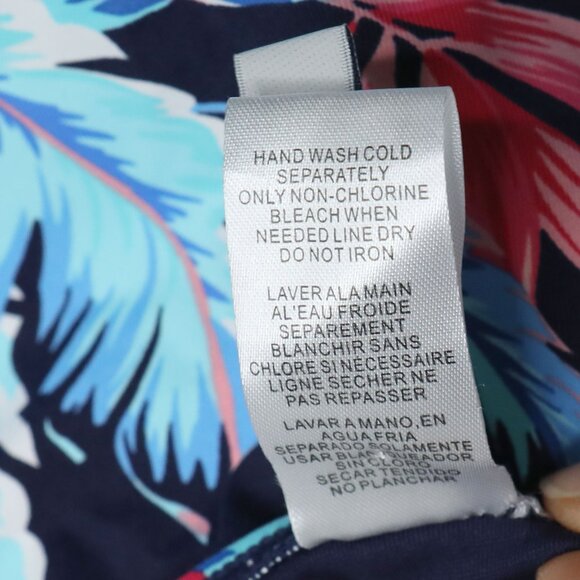 Tommy Bahama Palms Of Paradise Bandeau One-Piece Swimsuit Ruched Tie Back Blue - Picture 11 of 14